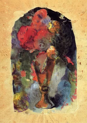 Vase of Flowers after Delacroix by Paul Gauguin - Oil Painting Reproduction