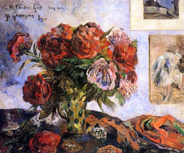 Vase of Peonies I by Paul Gauguin - Hand-Painted Oil Painting Reproduction