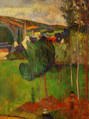 View of Pont-Aven from Lezaven by Paul Gauguin Oil Painting