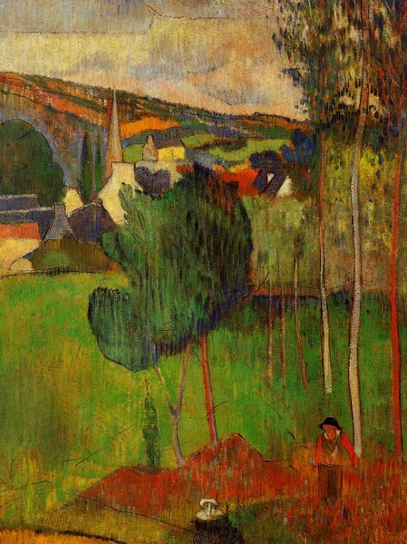 Main Product Photo of View of Pont-Aven from Lezaven Painting by Paul Gauguin