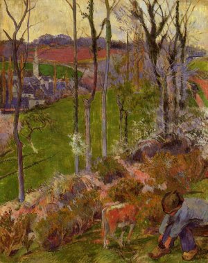 Winter also known as Young Breton Boy Adjusting His Clog by Paul Gauguin Oil Painting