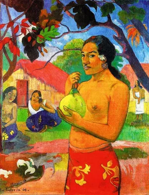 Woman Holding a Fruit by Paul Gauguin - Oil Painting Reproduction