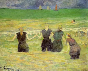 Women Bathing, Dieppe by Paul Gauguin Oil Painting
