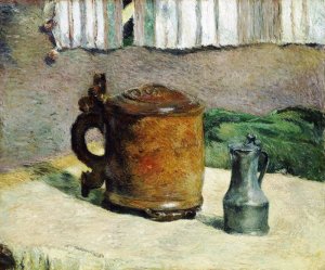 Wood Tankard and Metal Pitcher by Paul Gauguin Oil Painting