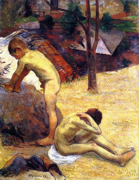 Main Product Photo of Young Breton Bathers Painting by Paul Gauguin