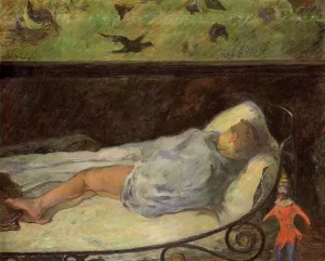 Young Girl Dreaming (also known as Study of a Child Asleep, the Painter's Daughter, line, rue Carcel) painting by Paul Gauguin