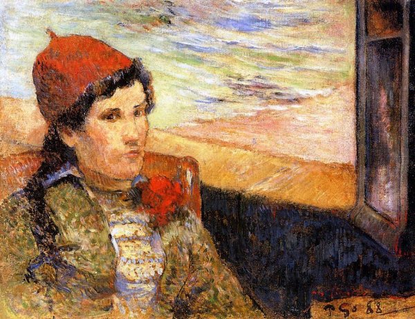 Main Product Photo of Young Woman at a Window Painting by Paul Gauguin