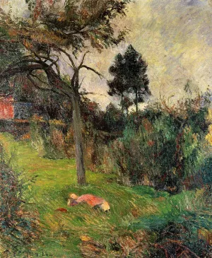 Young Woman Lying in the Grass by Paul Gauguin - Oil Painting Reproduction