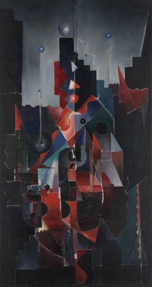 Construction in Blue by Paul Gaulois Oil Painting
