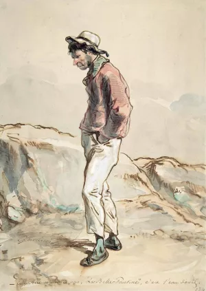 A Sailor Standing on the Shore by Paul Gavarni Oil Painting