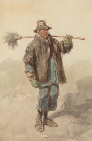 The Street Sweeper by Paul Gavarni Oil Painting