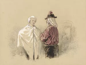Two men in conversation by Paul Gavarni Oil Painting
