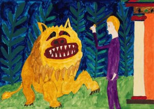 Herkules und der Nemeische LOwe by Paul Goesch Oil Painting