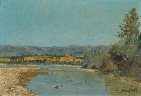 Main Product Photo of Les Bords de la Durance a Puyvert  Painting by Paul Guigou