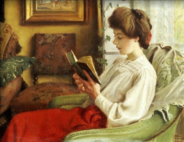 Main Product Photo of A Good Book Painting by Paul-Gustave Fischer