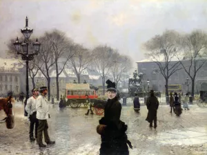 A Winter's Day on Kongens Nytorv Copenhagen by Paul Gustave Fischer - Oil Painting Reproduction