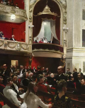 An Evening at the Royal Theatre, Copenhagen by Paul-Gustave Fischer - Oil Painting Reproduction
