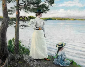 Artists' Wife Dagny and Daughter Harriet Oil painting by Paul-Gustave Fischer