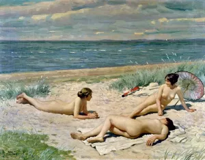 Bathers on a Beach painting by Paul Gustave Fischer