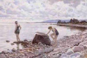 Bathers on the Shore by Paul Gustave Fischer Oil Painting