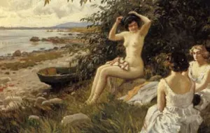 Bathing Beauties on the Beach by Paul Gustave Fischer - Oil Painting Reproduction