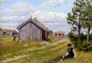 Farmyard painting by Paul Gustave Fischer