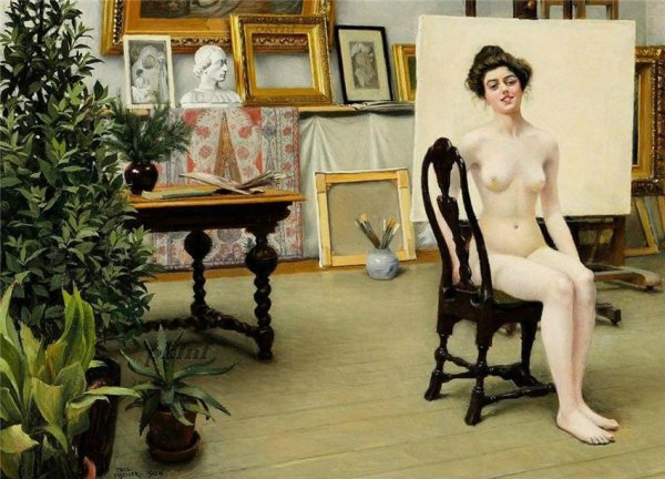From the Artist's Studio by Paul-Gustave Fischer - Hand-Painted Oil Painting Reproduction