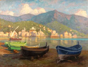 Harbour Scene from Rapallo by Paul-Gustave Fischer Oil Painting