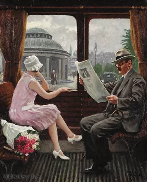 In the Train Compartment painting by Paul-Gustave Fischer