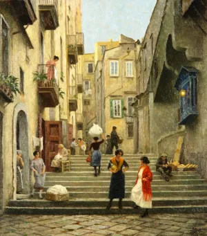 Naples Street Scene by Paul-Gustave Fischer Oil Painting