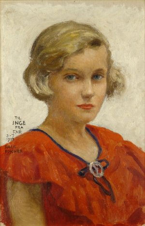 Portrait of the Artist's Daughter, Inge by Paul-Gustave Fischer Oil Painting