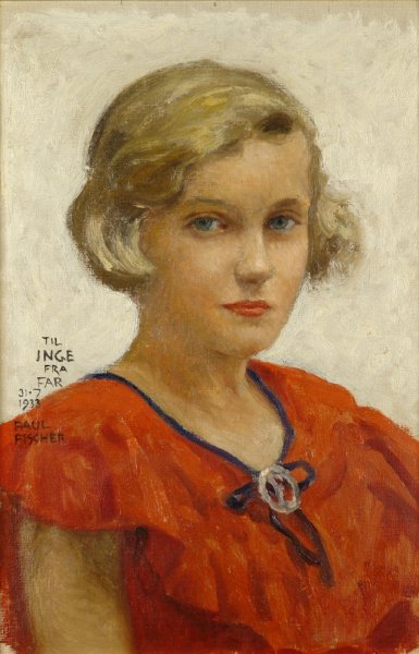 Portrait of the Artist's Daughter, Inge by Paul-Gustave Fischer - Hand-Painted Oil Painting Reproduction