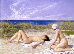 Sunbathing in the Dunes by Paul Gustave Fischer Oil Painting