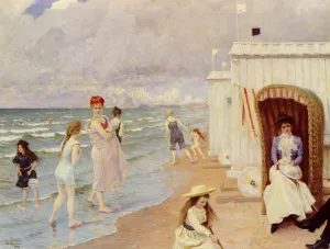 The Day at the Beach by Paul Gustave Fischer Oil Painting