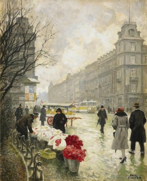The Flower Market II by Paul-Gustave Fischer Oil Painting
