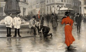 The Lady in Red by Paul-Gustave Fischer Oil Painting