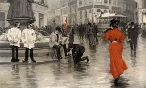 The Lady in Red by Paul-Gustave Fischer Oil Painting