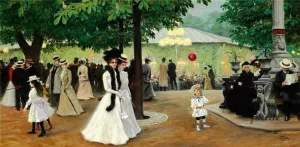 The Red Balloon. Summer Evening in Tivoli by Paul-Gustave Fischer - Oil Painting Reproduction