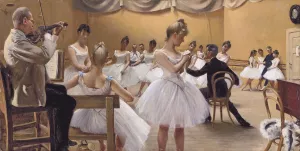 The Royal Theatre Ballet School, Copenhagen by Paul-Gustave Fischer Oil Painting