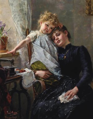 The little seamstress by Paul Hermann Wagner Oil Painting