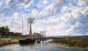 A Bridge over the Touques near Trouville by Paul Huet - Oil Painting Reproduction