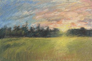 A Meadow at Sunset by Paul Huet Oil Painting