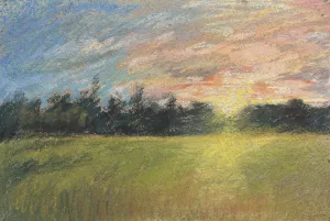 A Meadow at Sunset Oil painting by Paul Huet