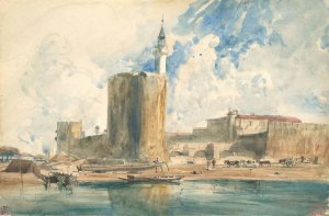 La Tour de Constance a Aigues-Mortes by Paul Huet Oil Painting