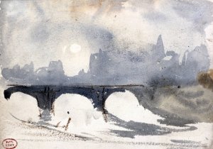 Matinee d'hiver pres du Pont Neuf by Paul Huet Oil Painting