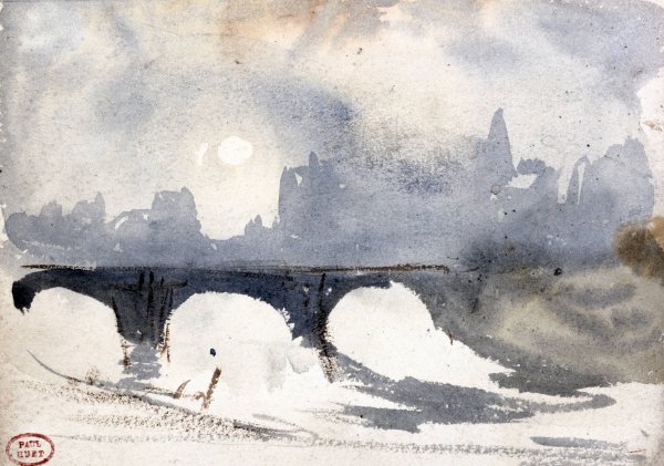 Matinee d'hiver pres du Pont Neuf by Paul Huet - Hand-Painted Oil Painting Reproduction
