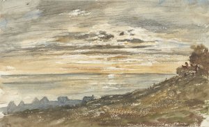 Ondergaande zon te Trouville by Paul Huet Oil Painting