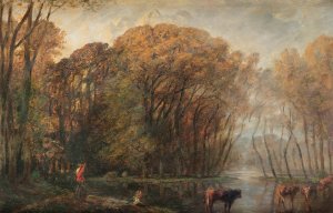 The Laita in high tide, Brittany by Paul Huet Oil Painting