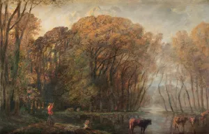 The Laita in high tide, Brittany by Paul Huet Oil Painting