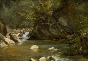 Woodland Stream by Paul Huet Oil Painting